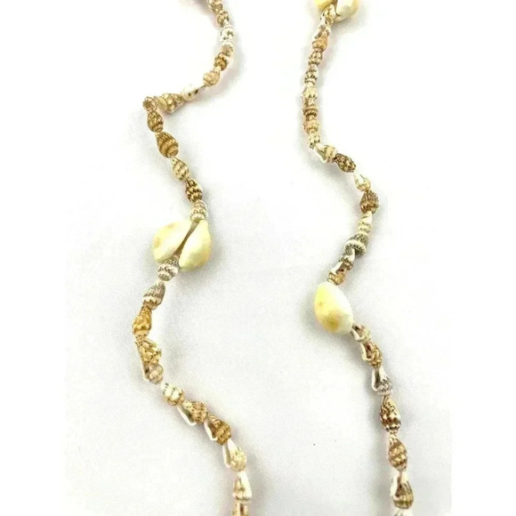 Cowrie Shells Natural Seashells Beaded Long Necklace Handmade 36" - Picture 7 of 10